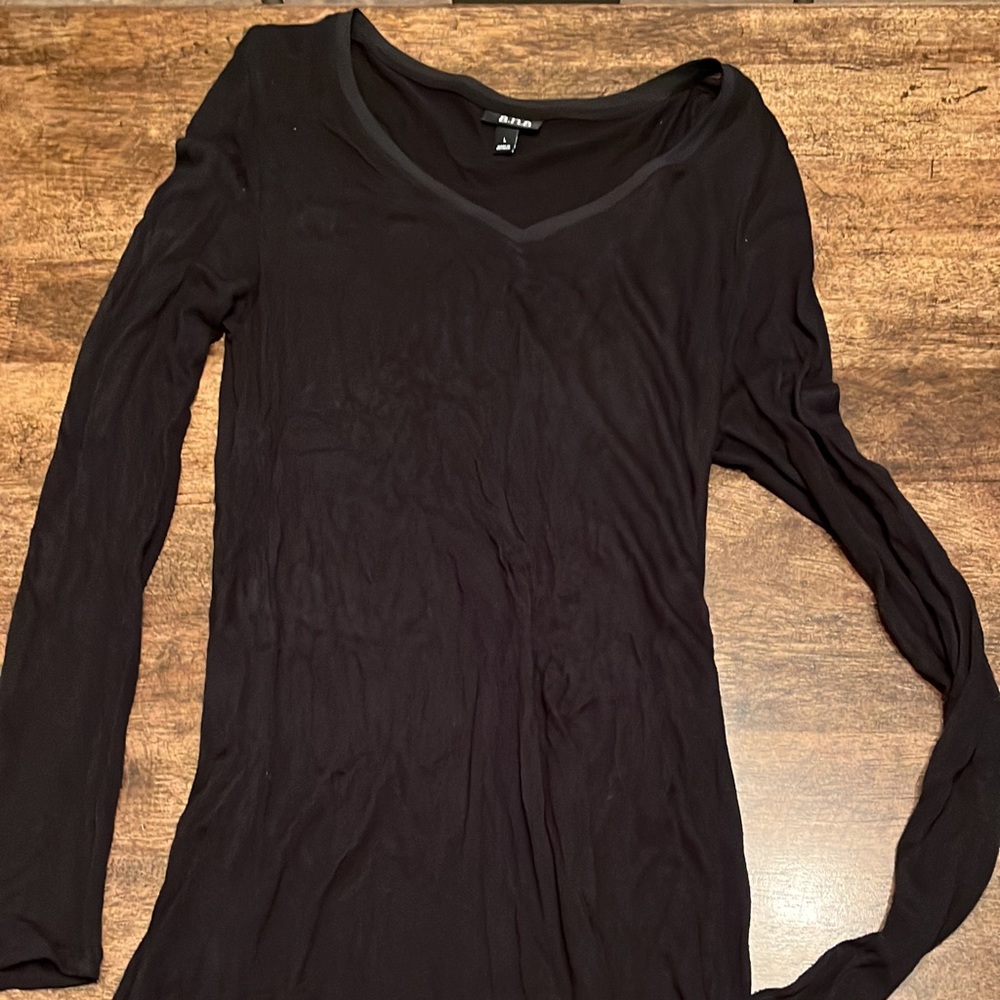 Ana long black long sleeve shirt